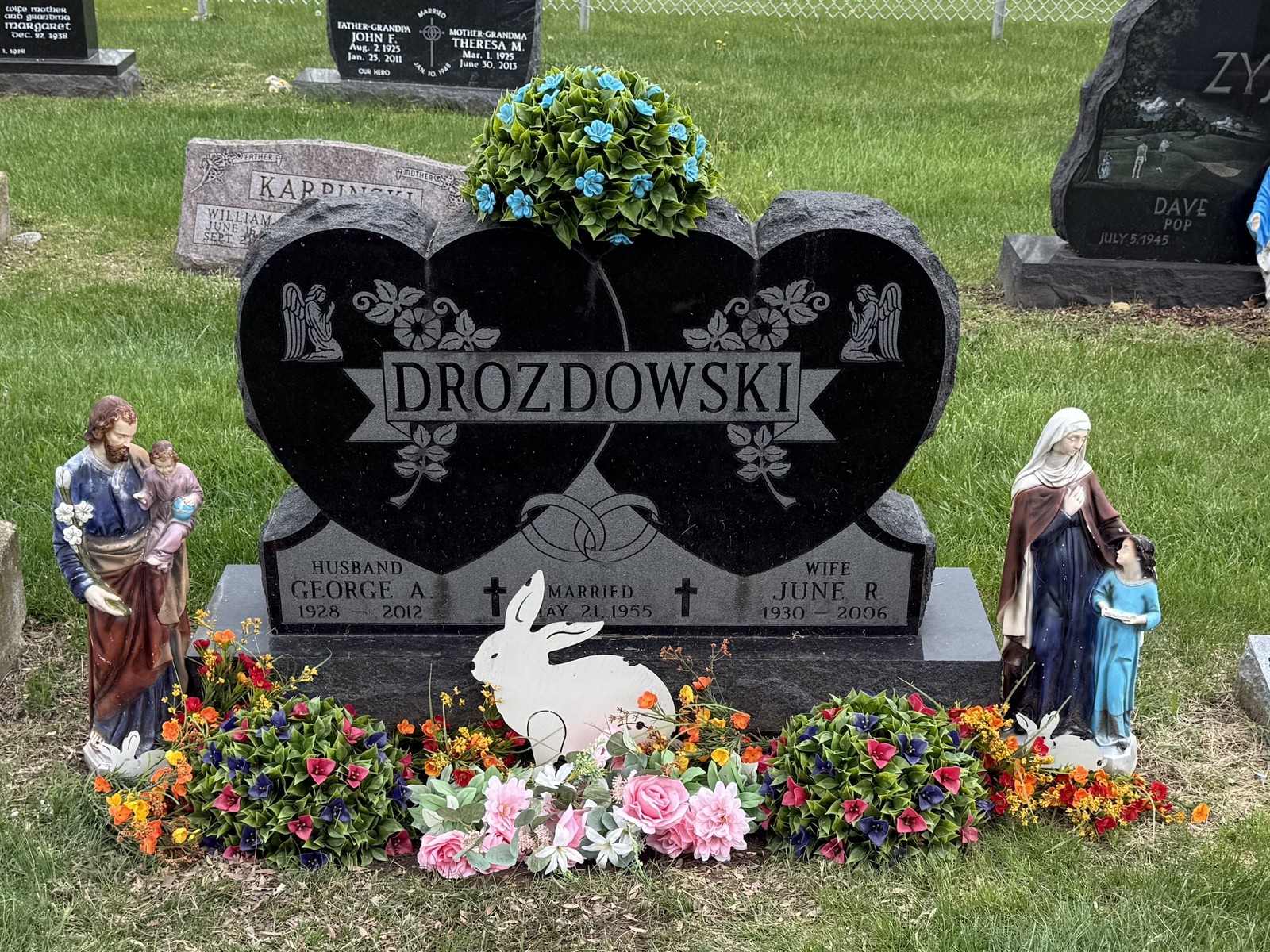 Well-maintained grave with fresh flowers